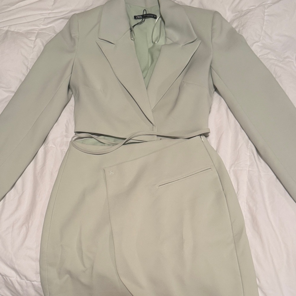 Zara Light Green Blazer Dress